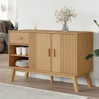 Dawlish Sideboard with 2 Doors 1 Drawer - Brown, Pinewood