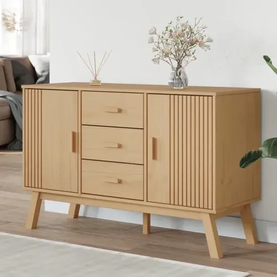 Dawlish Sideboard with 2 Doors 3 Drawers - Brown, Pinewood