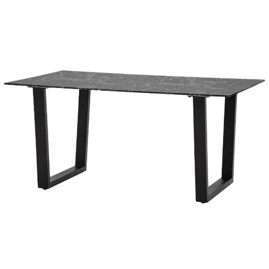 Dayton Rectangular Dining Table - Black Marble Effect, Glass image