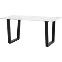 Dayton Rectangular Dining Table - White Marble Effect, Glass