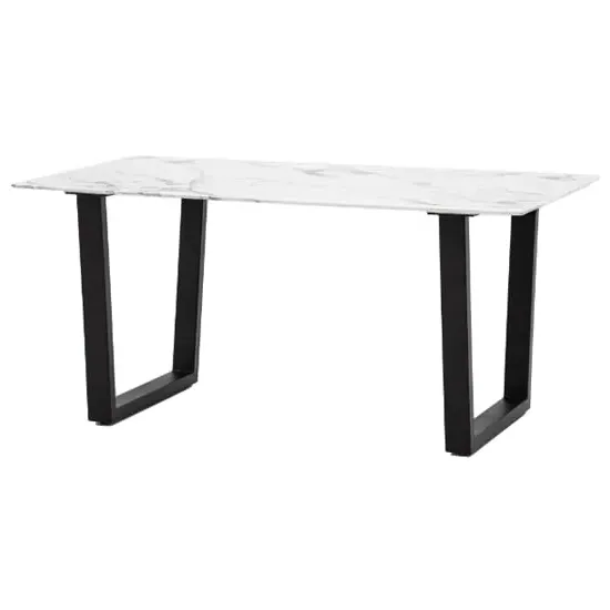Dayton Rectangular Dining Table - White Marble Effect, Glass