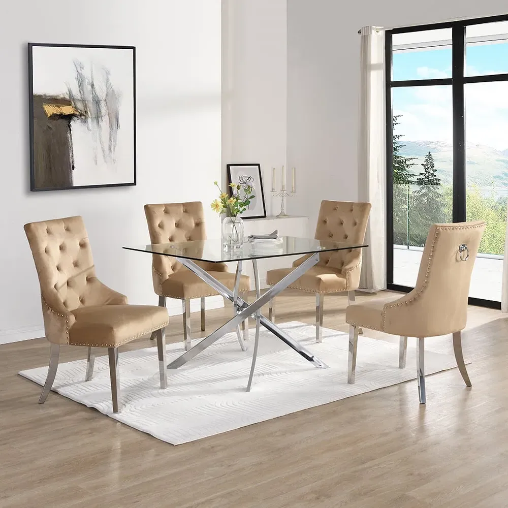 Daytona Large Dining Set 4 Imperial Chairs - Clear Glass image