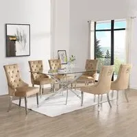 Daytona Large Dining Set 6 Imperial Chairs - Clear Glass