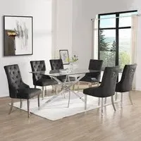 Daytona Large Dining Set 6 Imperial Chairs - Clear Glass