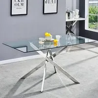 Daytona Large Dining Table - Clear, Tempered Glass