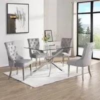 Daytona Large Dining Table Set with 4 Chairs - Grey, Glass