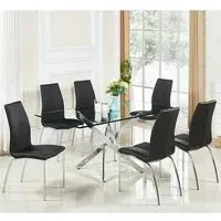 Daytona Large Rectangular Dining Set with 6 Chairs - Clear, Glass