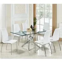 Daytona Large Rectangular Dining Set with 6 Chairs - Clear, Glass