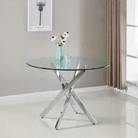 Daytona Round Dining Table - Clear, Chrome