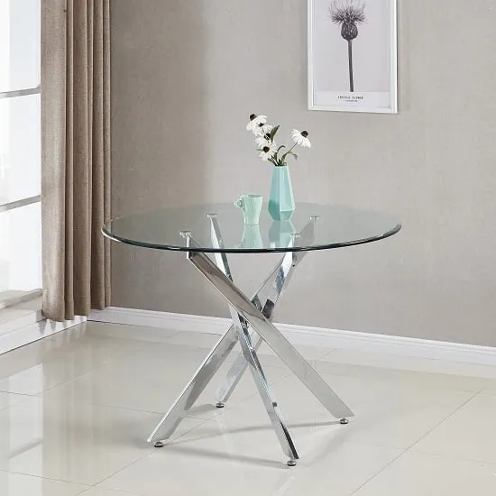 Daytona Round Dining Table - Clear, Chrome image