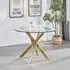 Daytona Round Dining Table - Clear Glass, Brushed Gold