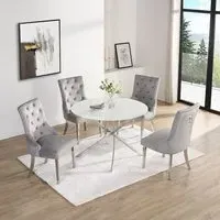 Daytona Round Dining Table Set with 4 Chairs - Grey, Glass