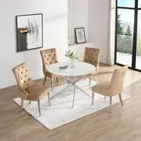 Daytona Round Dining Table with 4 Imperial Chairs - Champagne, Glass