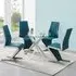 Daytona Round Glass Dining Table with 4 Gia Chairs - Teal