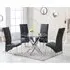 Daytona Round Glass Dining Table with 4 Vesta Chairs - Black