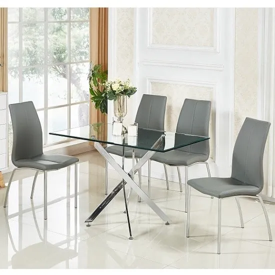 Daytona Small Glass Dining Table with 4 Opal Chairs - Grey