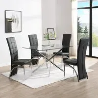 Daytona Small Glass Dining Table with 4 Ravenna Chairs - Clear