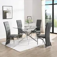 Daytona Small Glass Dining Table with 4 Ravenna Chairs - Grey