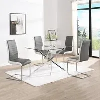Daytona Small Glass Dining Table with 4 Symphony Chairs - Grey White