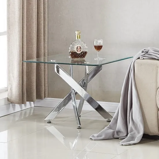 Daytona Square Lamp Table - Clear, Tempered Glass image