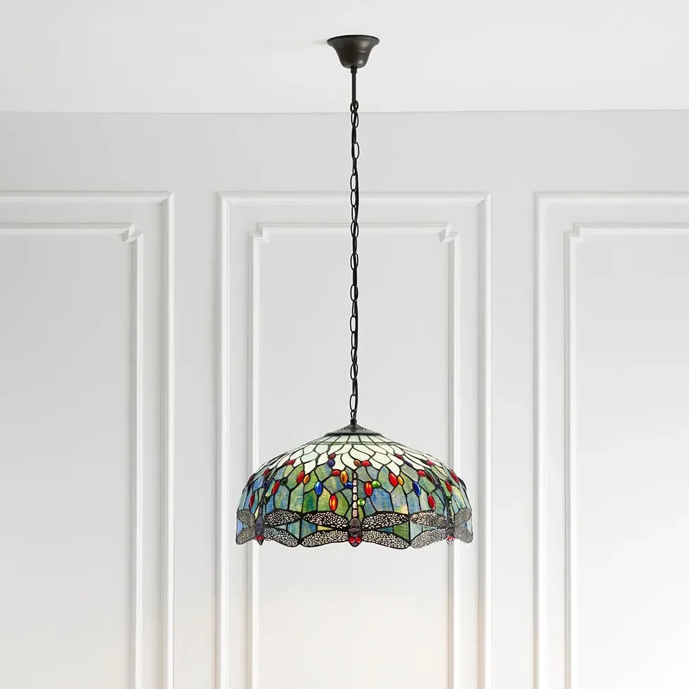 Dearborn 3 Light Large Pendant Ceiling Light - Blue, Glass