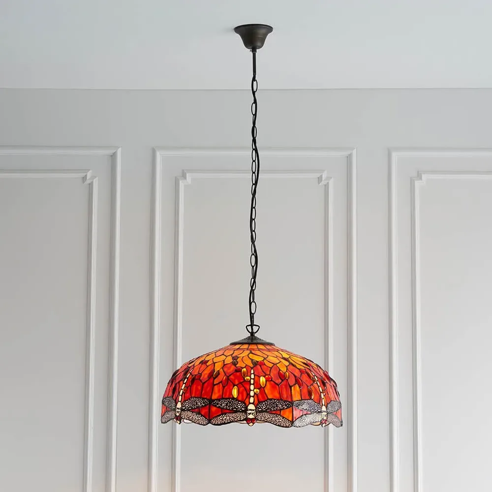 Dearborn 3 Light Large Pendant Ceiling Light - Orange, Glass
