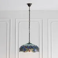 Dearborn 3 Light Small Pendant Ceiling Light - Blue, Glass