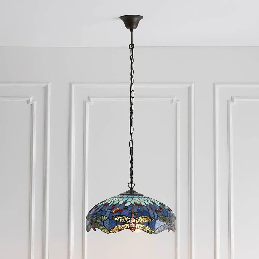 Dearborn 3 Light Small Pendant Ceiling Light - Blue, Glass image