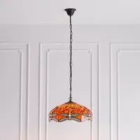Dearborn 3 Light Small Pendant Ceiling Light - Orange, Glass