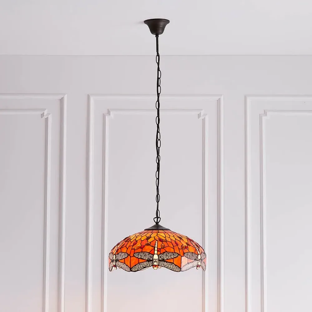 Dearborn 3 Light Small Pendant Ceiling Light - Orange, Glass