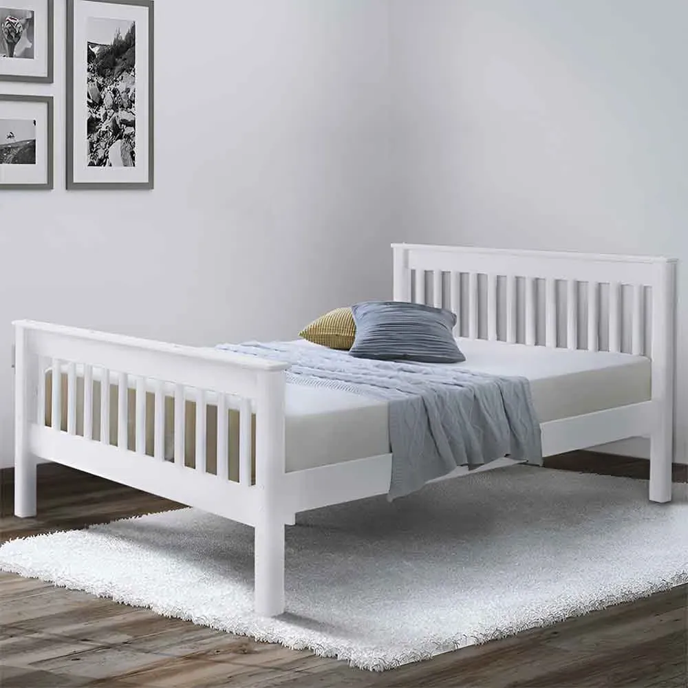 Dearborn King Size Bed Frame - White, Pine