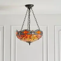 Dearborn Tiffany Glass Pendant Ceiling Light - Orange