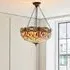 Dearborn Tiffany Glass Pendant Ceiling Light - Satin Black