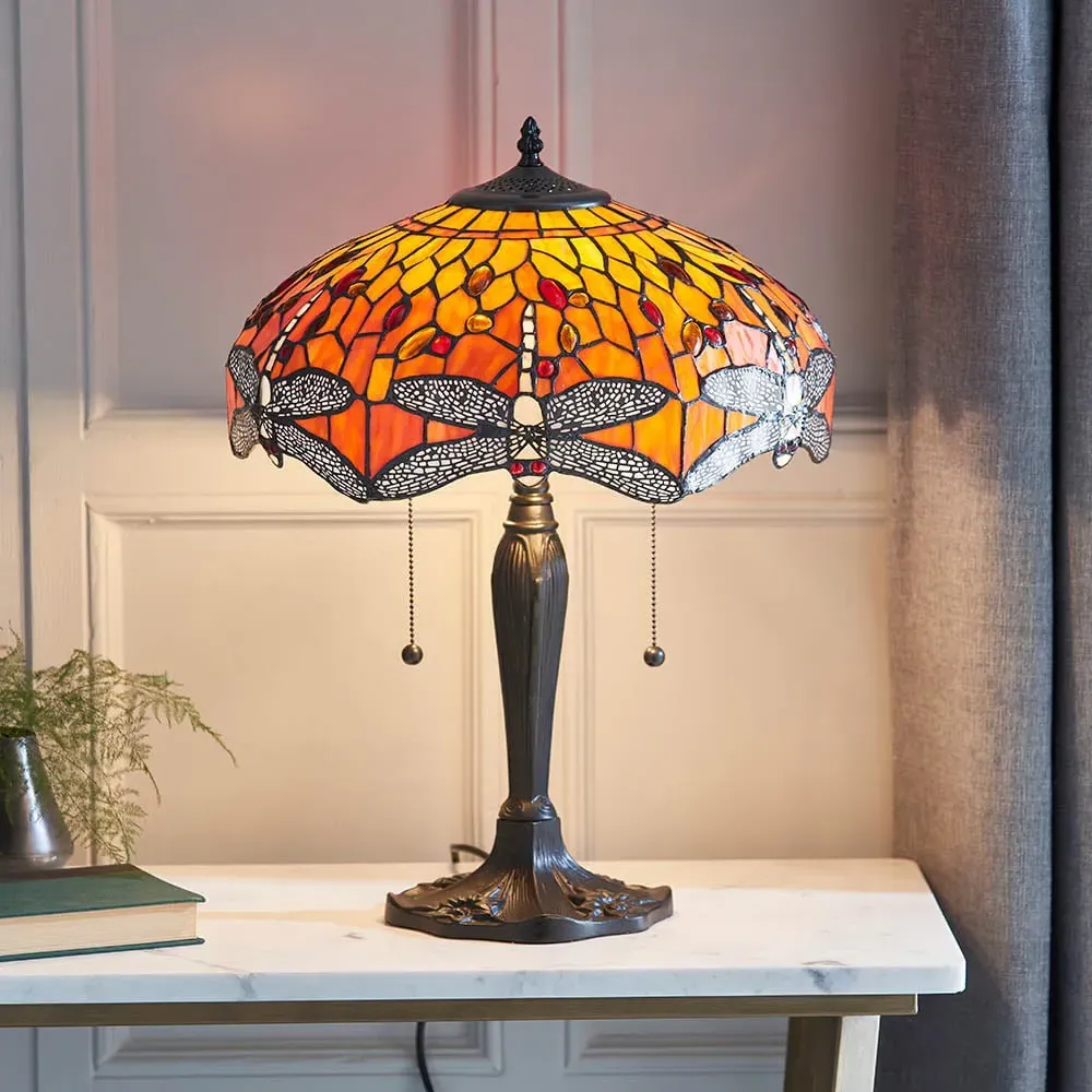 Dearborn Tiffany Glass Table Lamp - Orange