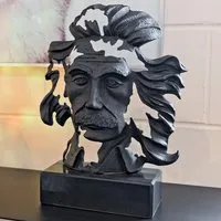 Decatur Albert Einstein Bust Sculpture - Black, Metal