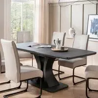Decatur Glass Large Extendable Dining Table - Charcoal