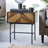 Decatur Wooden Lamp Table with Drawer - Light Brown, Black