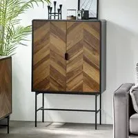 Decatur Wooden Storage Cabinet with 2 Doors - Light Brown, Black