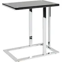 Declan Square Glass Side Table - Black, Chrome