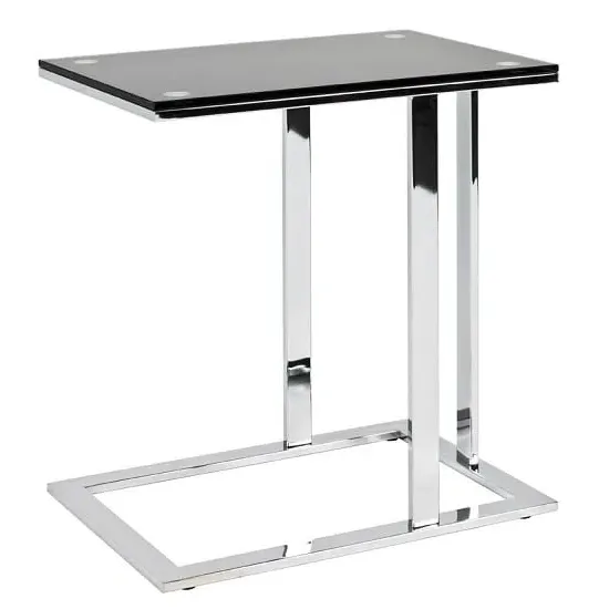 Declan Square Glass Side Table - Black, Chrome