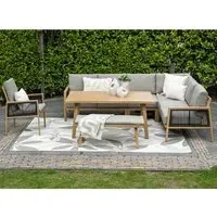 Declaw Corner Lounge Dining Set with Armchair - Light Teak