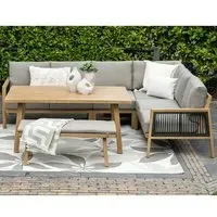 Declaw Corner Lounge Dining Set with Bench - Light Teak