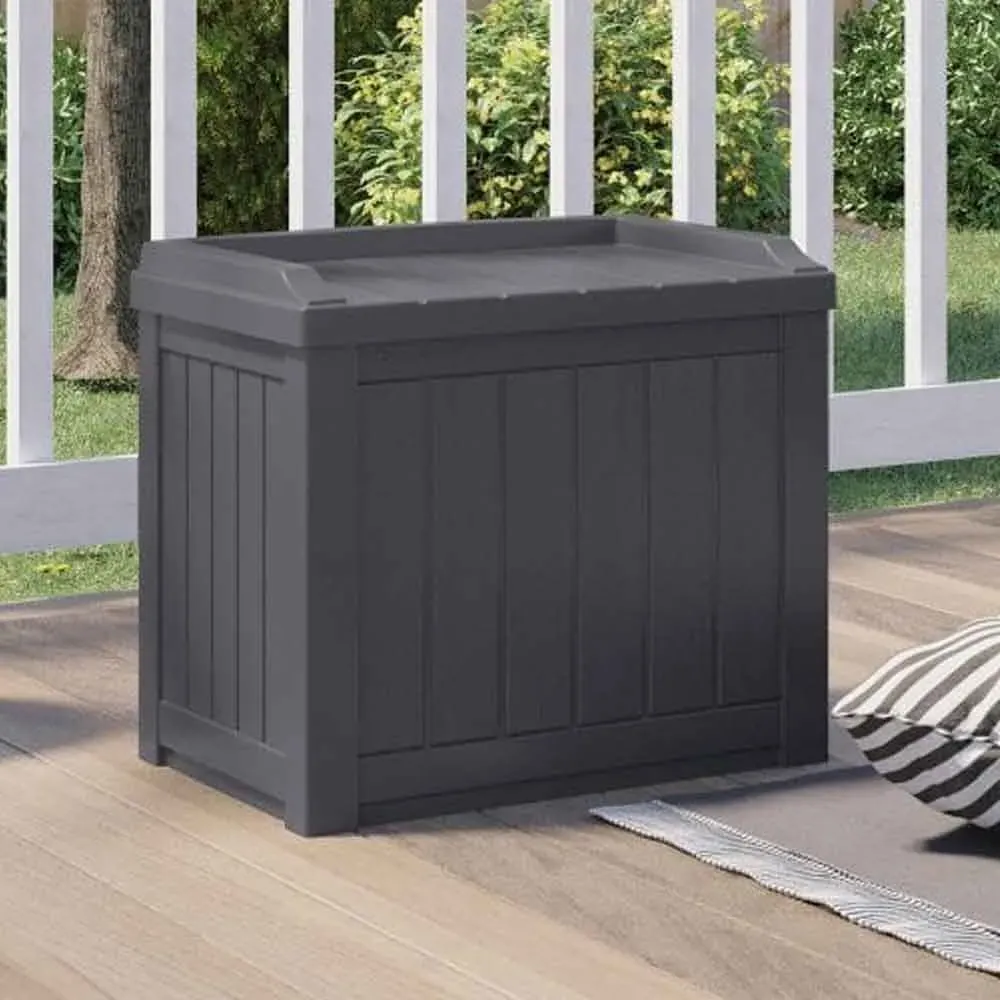 Decluttered 83L Garden Storage Box with Seat - Grey, Resin product