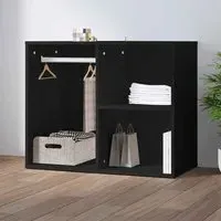 Deion Clothes Storage Unit with Hanging Rod - Black