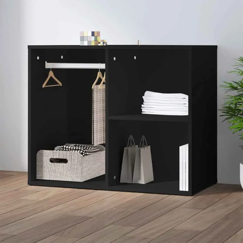 Deion Clothes Storage Unit with Hanging Rod - Black image