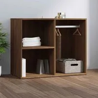 Deion Clothes Storage Unit with Hanging Rod - Brown Oak
