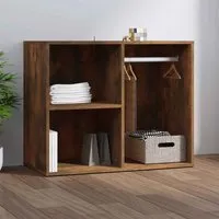 Deion Clothes Storage Unit with Hanging Rod - Smoked Oak