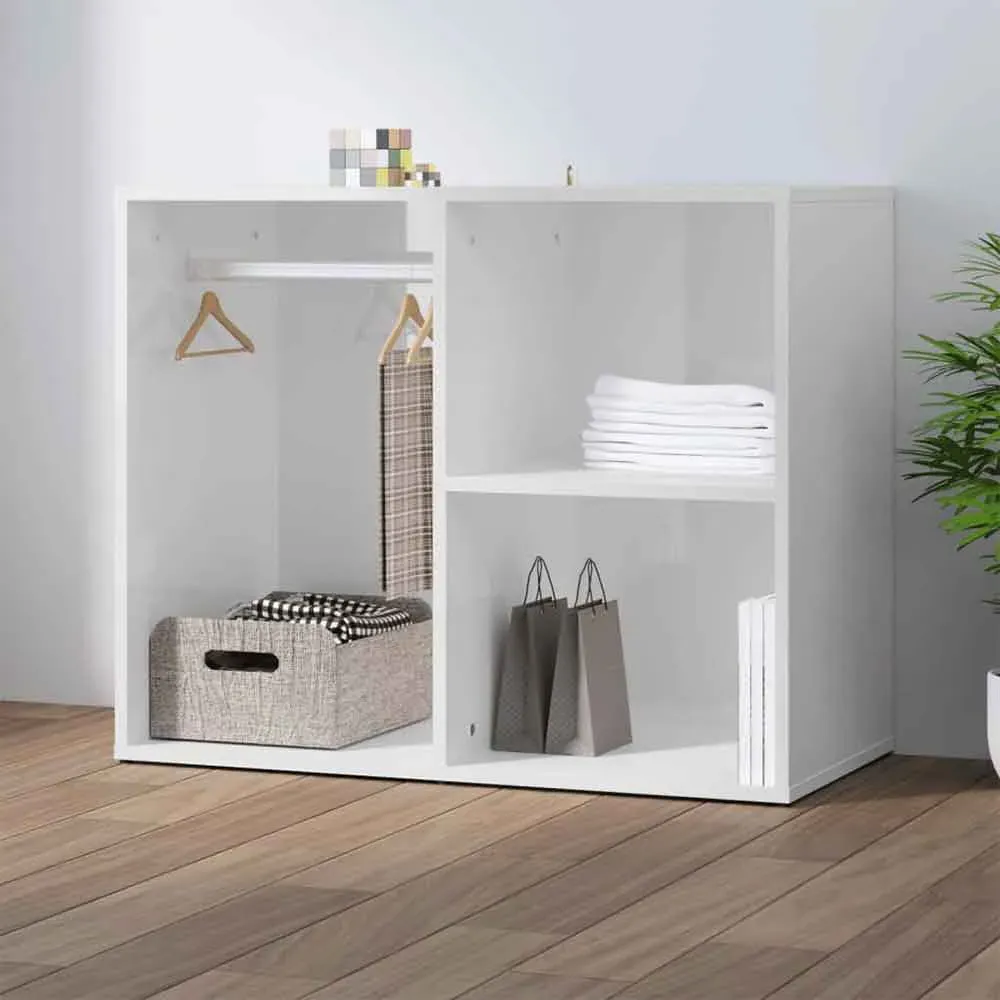 Deion Clothes Storage Unit with Hanging Rod - White