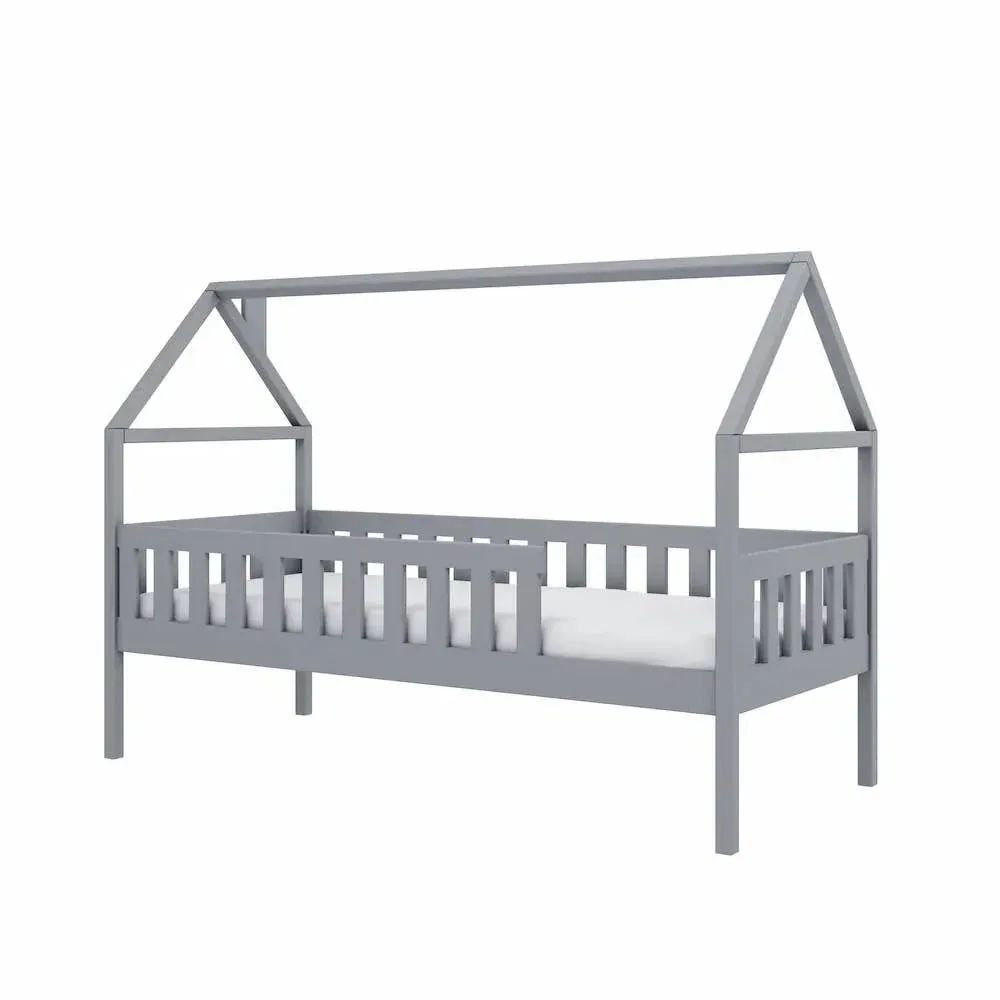 Dekalb Day Bed with Foam Mattress - Grey, Pine Wood