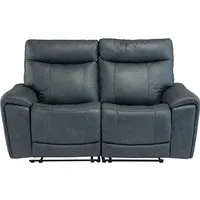 Deland 2-Seater Electric Recliner Sofa - Blue, Faux Leather